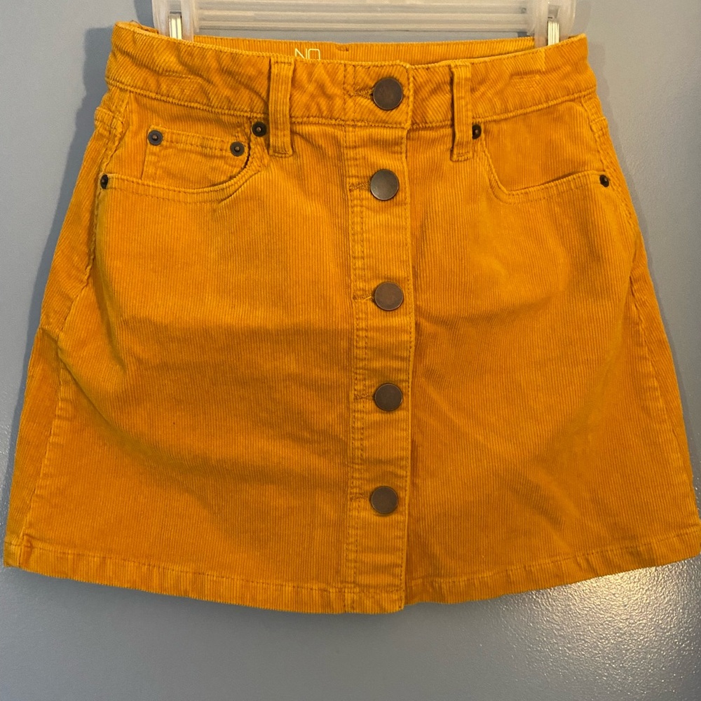 Button Front Mustard Corduroy Mini